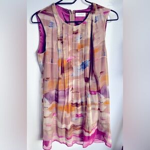 ☘️Calvin Klein Silk watercolor brushstrokes mini dress, size 6